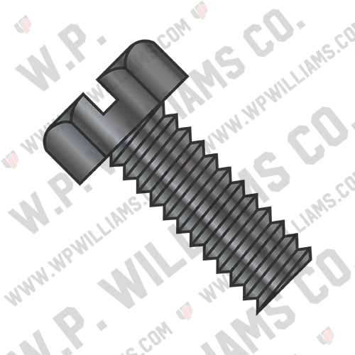 Slotted Indented Hex Head Machine Screw Fully Threaded Black Oxide