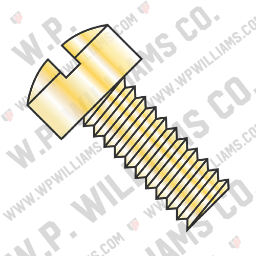 Slotted Fillister Head Machine Screw Fully Threaded Zinc Yellow