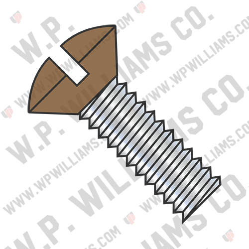 Slotted Oval Machine Screw Fully Threaded Zinc with Brown Painted Head