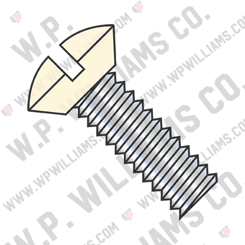 Slotted Oval Undercut Machine Screw Fully Threaded Zinc with Ivory Painted Head