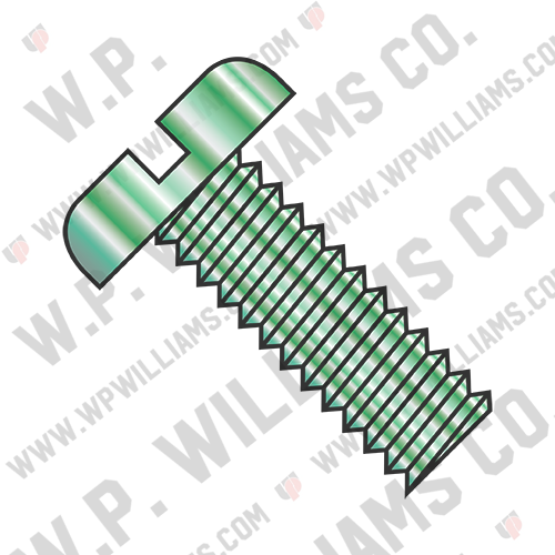 Slotted Pan Grounding Machine Screw Fully Threaded Zinc Green