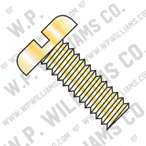 Slotted Pan Machine Screw Fully Threaded Zinc Yellow ROHS