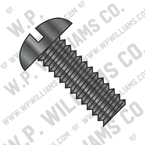 Slotted Round Machine Screw Fully Threaded Black Oxide