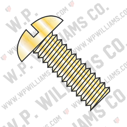 Slotted Round Machine Screw Fully Threaded Zinc Yellow