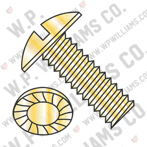 Slotted Truss Serrated Machine Screw Fully Threaded Zinc Yellow