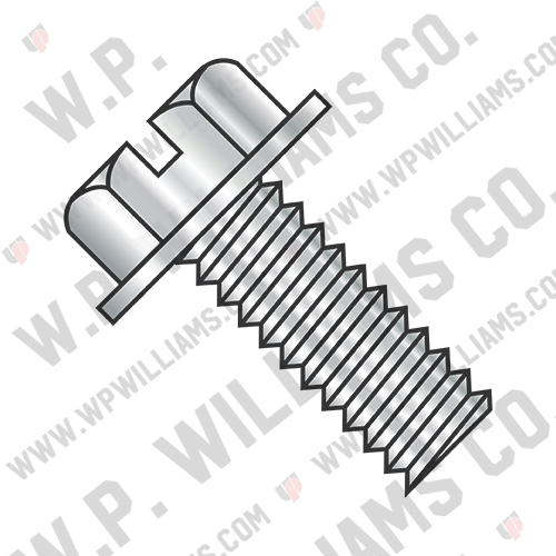 Slotted Indented Hex Washer Head Machine Screw Fully Threaded 18-8 Stainless Ste