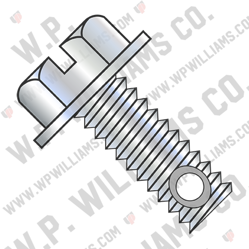 Slotted Indent Hexwasher Mach Screw Full Thread Drill Hole Zinc