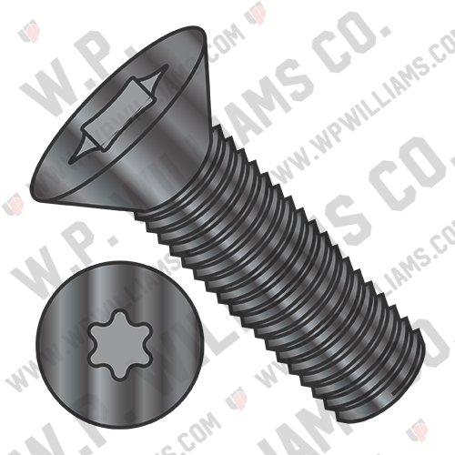 6 Lobe Flat Machine Screw Fully Threaded Black Oxide