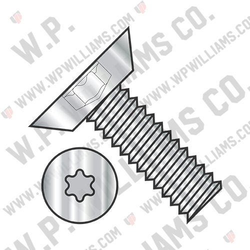 6 Lobe Flat Undercut Machine Screw Fully Threaded 18 8 Stainless Steel