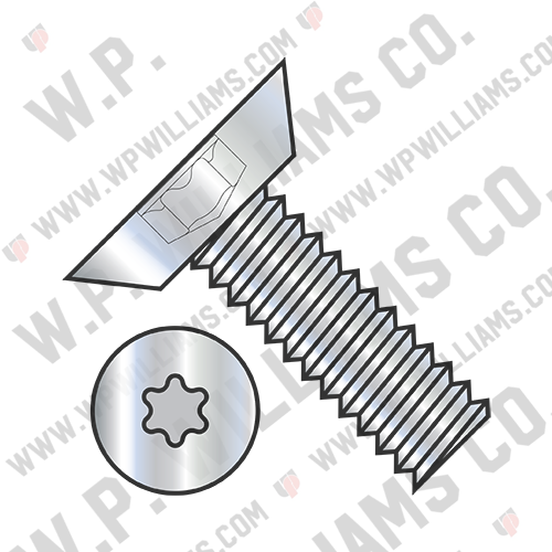 6 Lobe Flat Undercut Machine Screw Fully Threaded Zinc