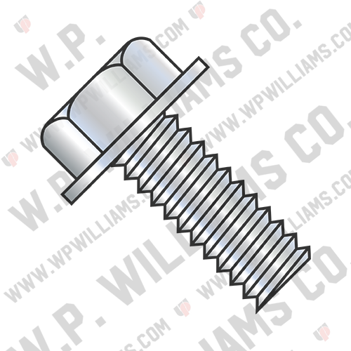 Unslotted Indented Hex Washer Head Machine Screw Fully Threaded Zinc