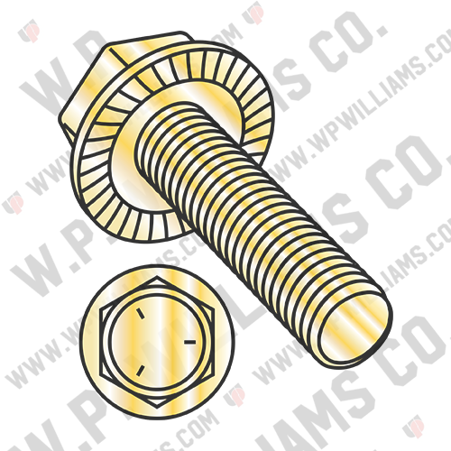 Serrated Hex Flanged Washer Full Thrd Grade 5 w/Head Markings Zinc Yellow