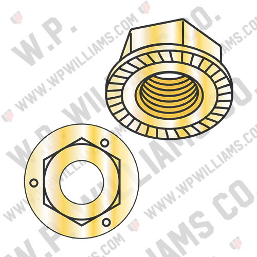 Serrated Flange Hex Lock Nuts Grade 5 Zinc Yellow