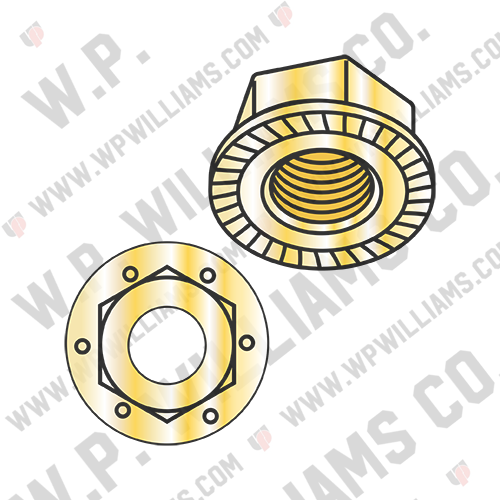 Serrated Flange Hex Lock Nuts Grade 8 Zinc Yellow