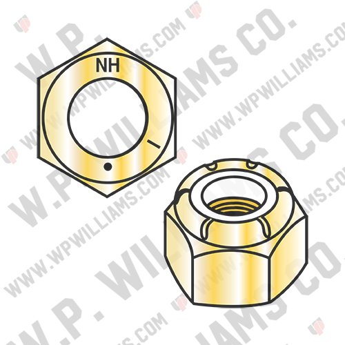 Nylon Insert Hex Locknut NE Hex Standard Height Grade 8 Zinc Yellow
