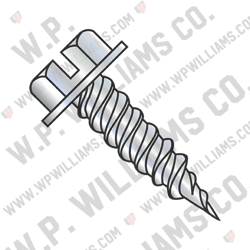 Slt Ind Hex Washer 3/8 Across The Flats F/T Self Piercing Scr Zinc Needle Pt"
