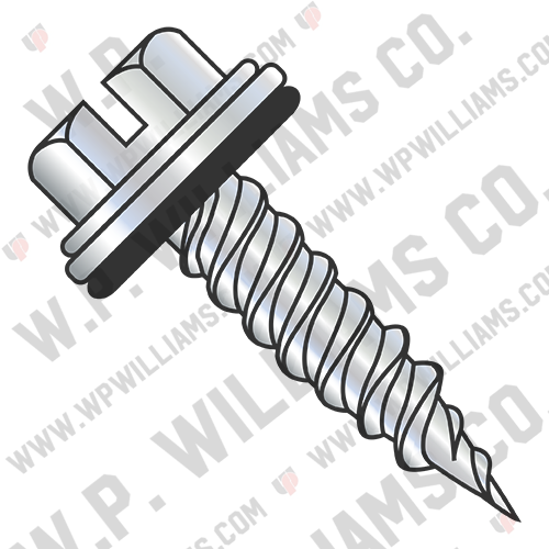 Slot Indent Hex Washer 5/16 A/F Bonded Neo Epdm Washer F/T Self Piercing Zinc