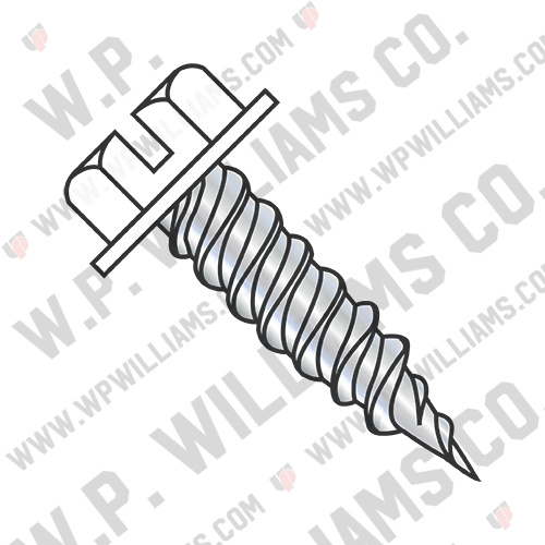 Slot Ind Hexwash 1/4 Across Flat F/T Self Piercing Zinc & White Painted Heads"