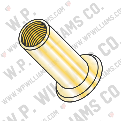 Flat Head Threaded Insert Rivet Nut Steel Zinc Yellow Dichromate NON-RIBBED